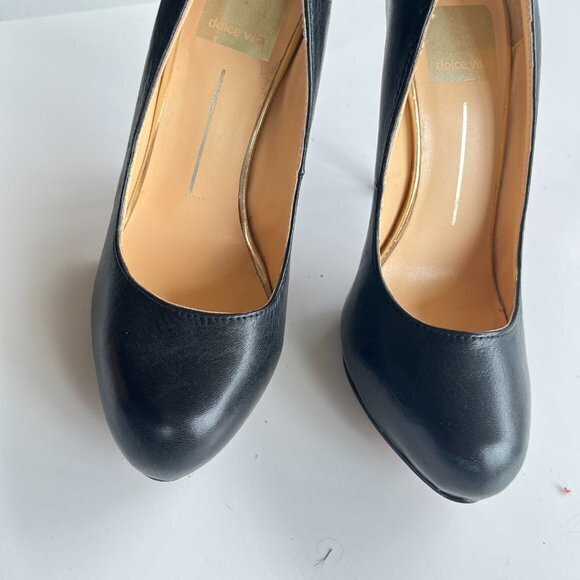 DOLCE VITA DV BLACK LEATHER HIGH HEELS PLATFORM WOMENS SIZE 6M - Picture 4 of 7